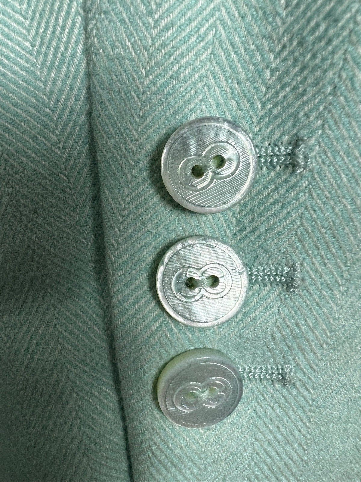 Escada Light Blue Mint Wool Breasted Blazer 42