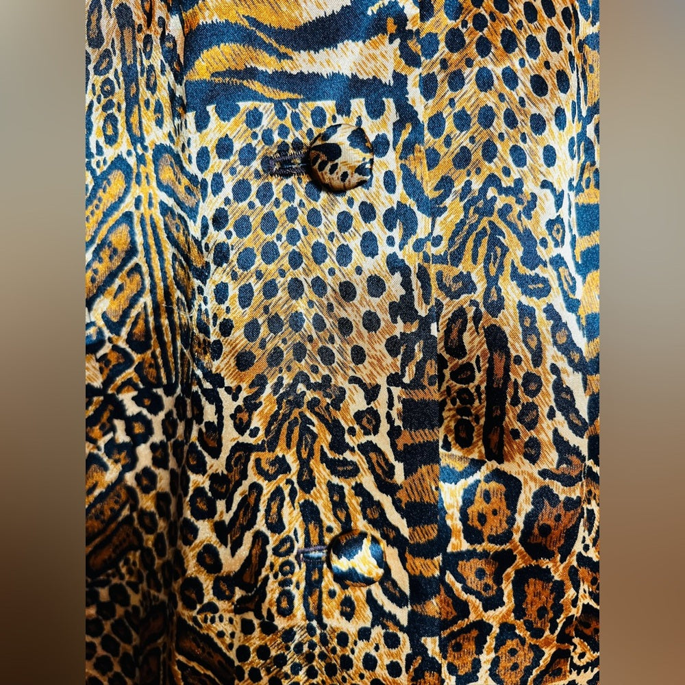 Animal Print Long Sleeve Blouse 1970s