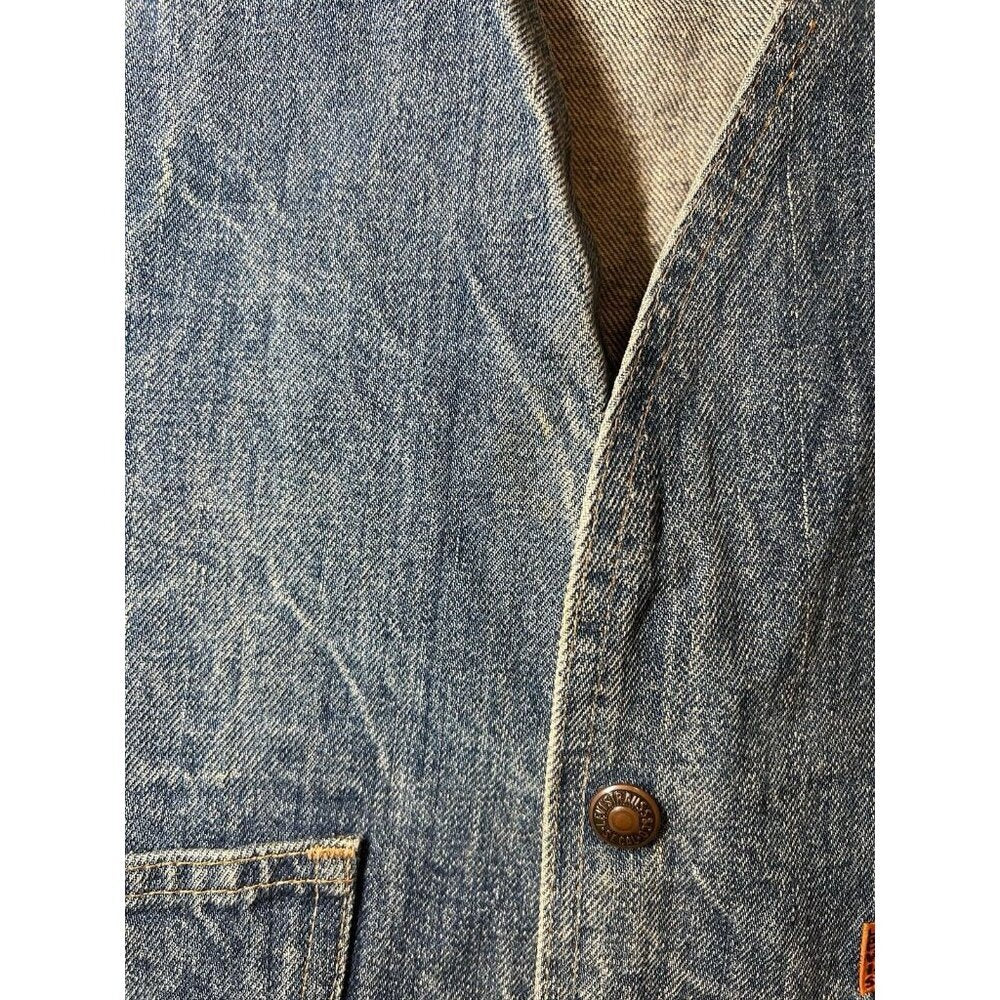 Vintage Orange Tab Levi’s Denim Vest Made in USA Snaps Custom Brooch