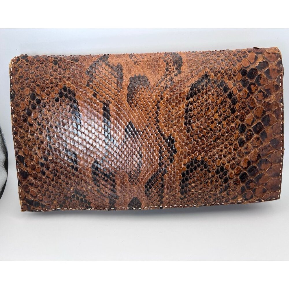 Vintage Snakeskin Handbag Shoulder Bag Brown