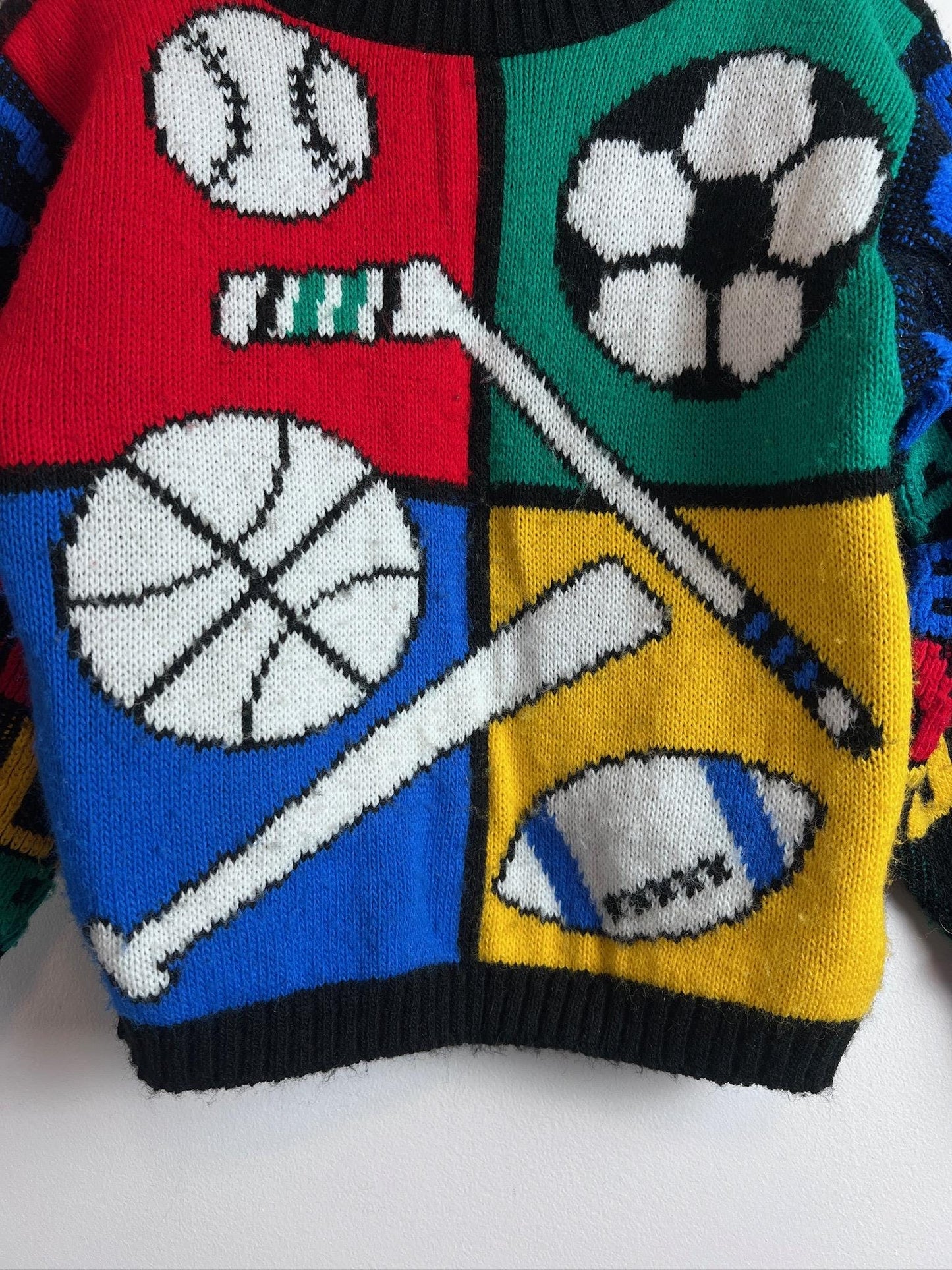 Vintage Kids Knit JJ Poole Sweater Sports 80s