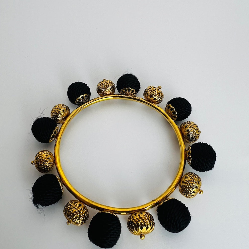 Dolce Gabbana Authentic Black Gold Bangle bracelet pom pom