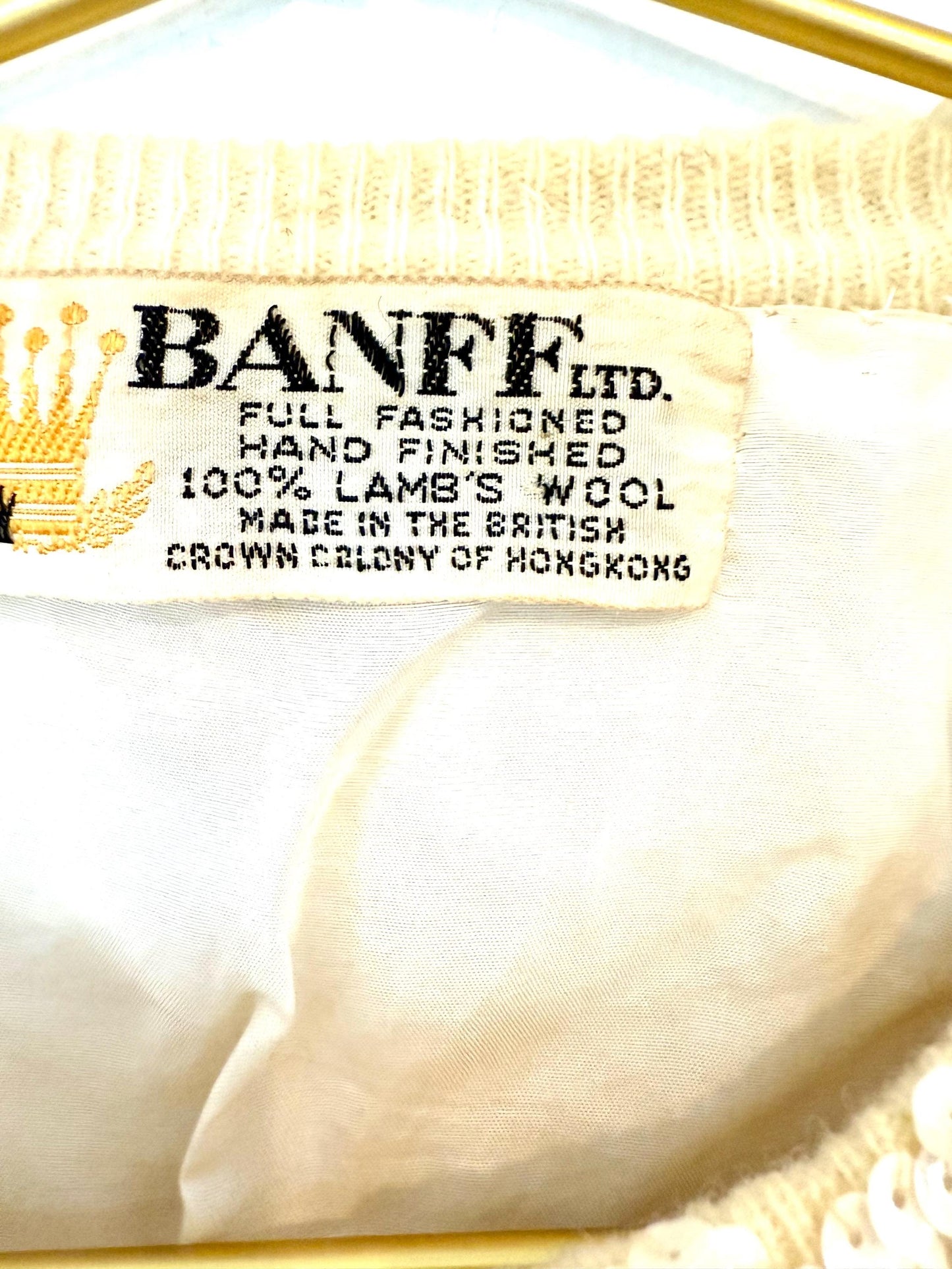 Vintage Banff Floral Sequin Wool Cardigan Retro Pin up