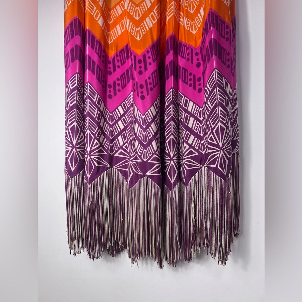 1970’s Boho Multicolor Skirt Lanvin Style Maxi Fringe