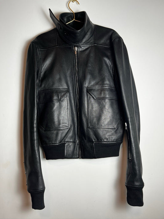 Rick Owens Walrus Leather Bomber Jacket Men’s 44 Black