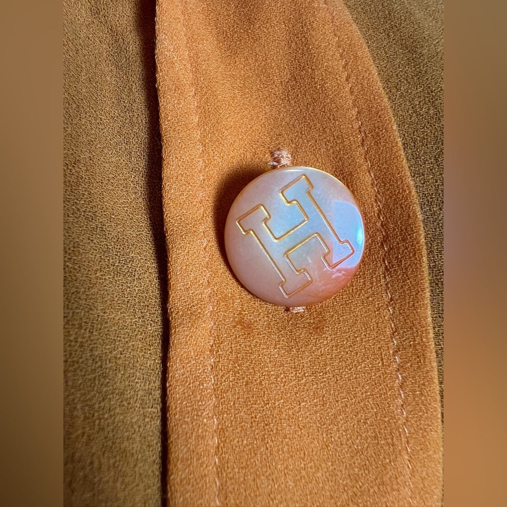 Hermes Orange Tie Blouse Buttondown 36
